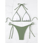 7 Farben Neckholder Brasilianischer Bikini Damen Bademode Weiblicher Badeanzug Zweiteiliges Bikini-Set Gepolsterter Badeanzug Damen V3536
