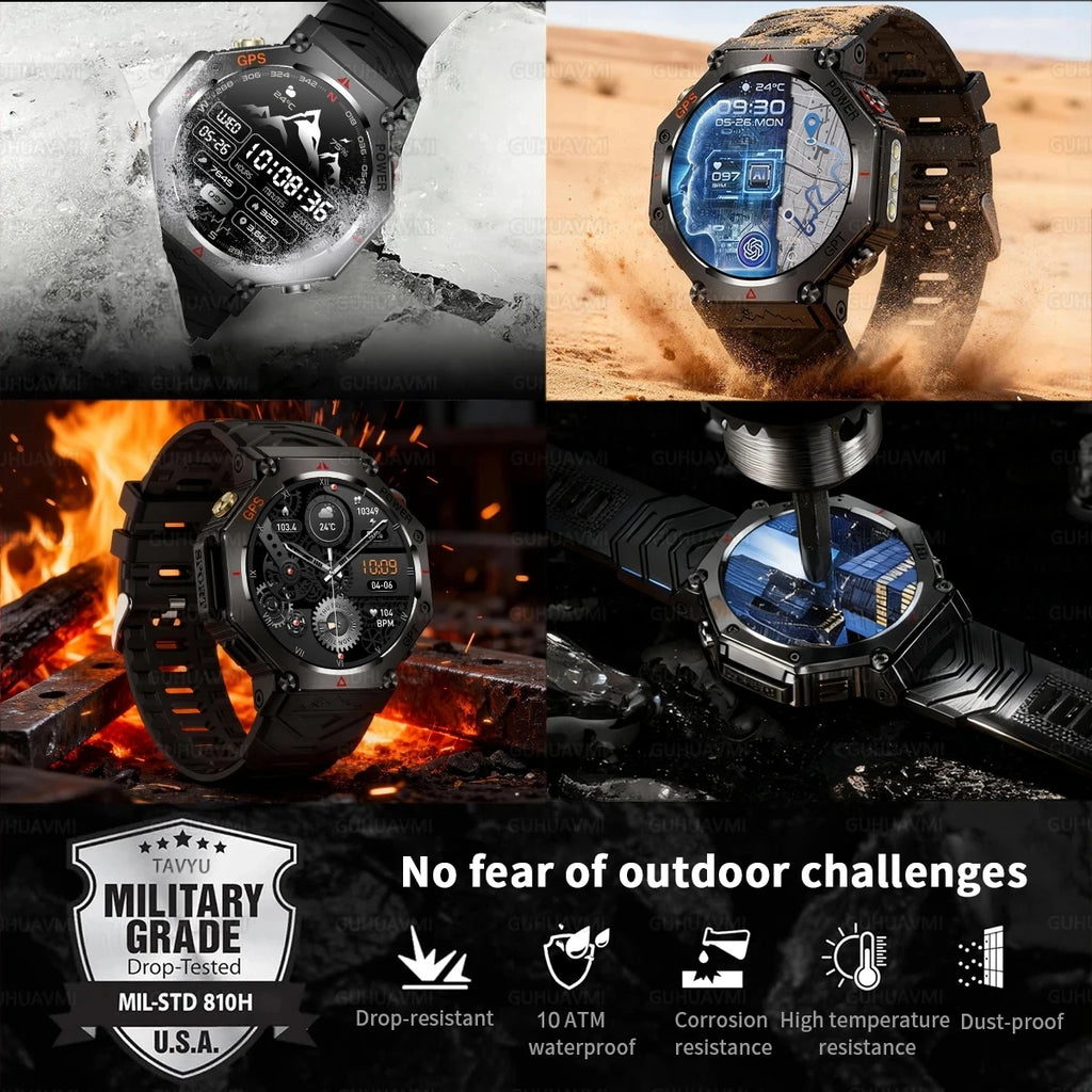 T-Rex 3 Ultra Militärische GPS-Smartwatch 10ATM Wasserdicht Kompass Höhenmesser Barometer AMOLED Herren HD Anruf Sport-Smartwatch