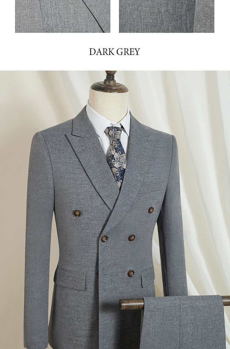 ST Cassy Dunkelblau Eleganter Herrenanzug 2-teiliges Set Moderne Hochzeitsanzüge für Herren Stilvoller Business-Büroanzug