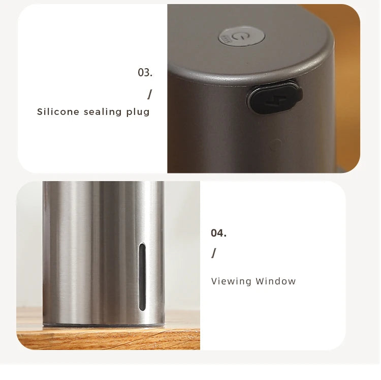 480ml Küchen-Seifenspender Automatischer Sensor Händedesinfektionsmittel Maschine Intelligenter elektrischer Körperwasch-Seifenspender aus 304 Edelstahl