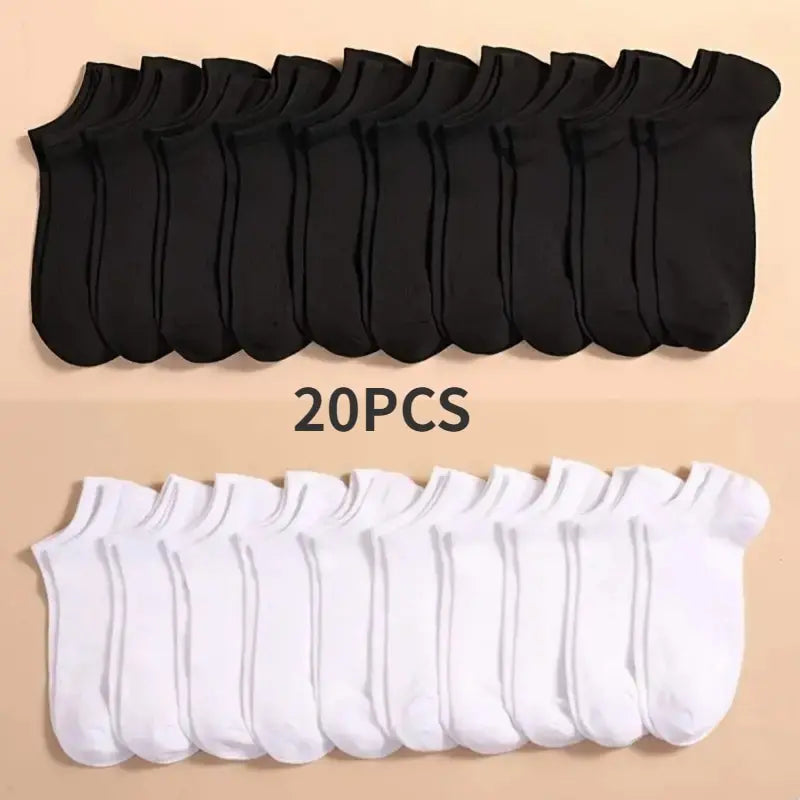 10 Paar Unisex Casual Einfarbige Bootssocken Dünne Atmungsaktive Bequeme Geruchshemmende Schweißabsorbierende Kurze Sneaker Socken Für Männer Frauen Hauptbild