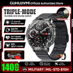 2026 Neue TANK Ultra 1400mAh Akku Militär Smartwatch 10ATM Wasserdicht Herzfrequenz Taktische LED Taschenlampe Herren Sportarmband