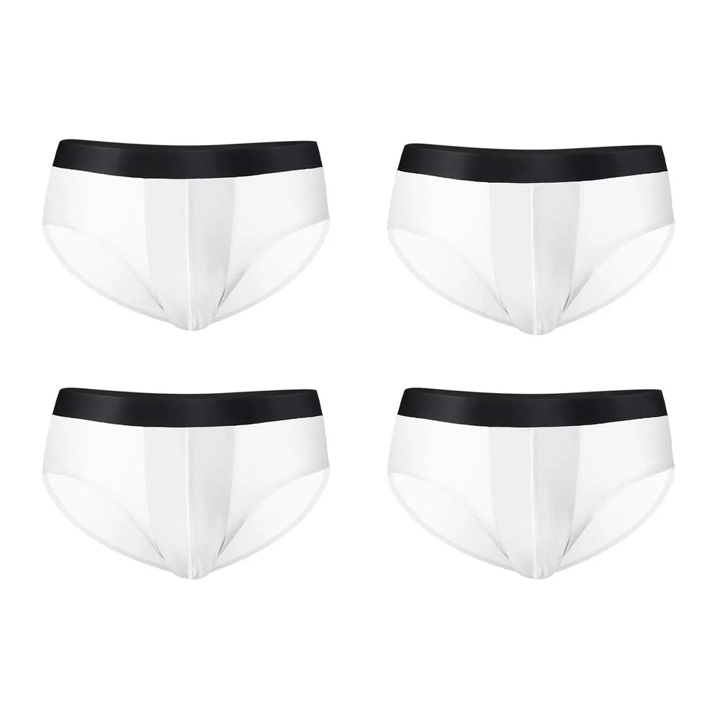 4er-Pack LORIEN CREST Eisseide Herrenunterwäsche nahtlos ultradünn doppellagiger Schritt atmungsaktive Herrenslips mittlere Leibhöhe sexy&leicht