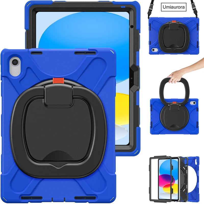 Für iPad 7., 8., 9., 10.2, 10. Generation Air 2 3 4 5 10.9 Mini 6 9.7 Pro 11 12.9 2022 Hülle Rotation Griffständer Kinder Stoßfeste Abdeckung