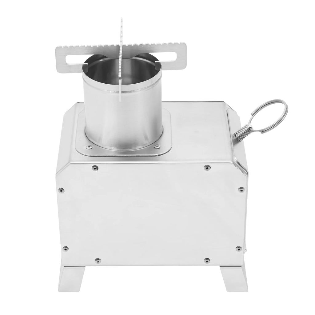 Tragbarer Camping-Holzofen, Mini-Feuerstelle aus Edelstahl für Outdoor-Kochen, Wandern, Grillen, mit Glasfenster und Belüftungsöffnungen