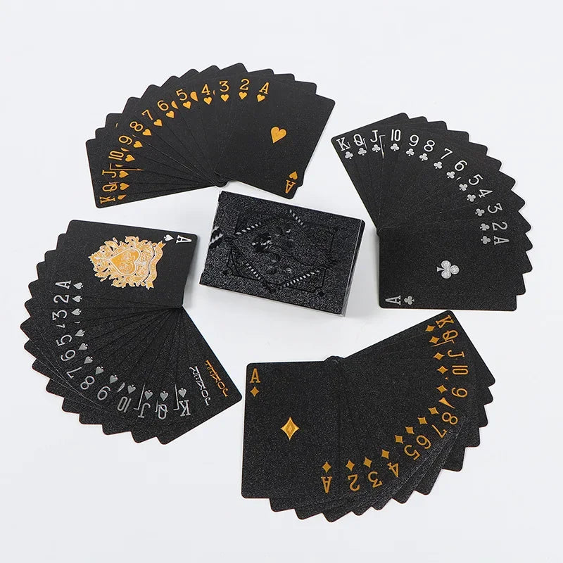 Farbige Schwarze Goldene Spielkarten Gruppe Wasserdichtes Poker Set Zauberei Zauber-Paket Brettspiel-Sammlung Unterhaltung