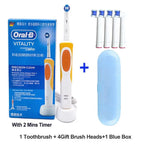 Oral B Elektrische Zahnbürste 2D Rotierende Vibrationsreinigung Ladezahnbürste Cross Action Borsten Mundpflege 4 Geschenk-Bürstenköpfe gratis