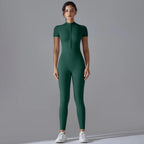Ärmelloser Yoga-Jumpsuit mit Reißverschluss, schnelltrocknender, atmungsaktiver, figurbetonter Outdoor-Sport-Jumpsuit, Fitnessanzug
