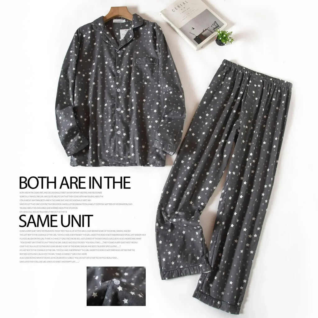 Herren-Hausanzüge Langärmelige Hosenanzüge für Herbst und Winter Pyjamas für Herren Flanell Kariertes Design Pyjamas für Herren