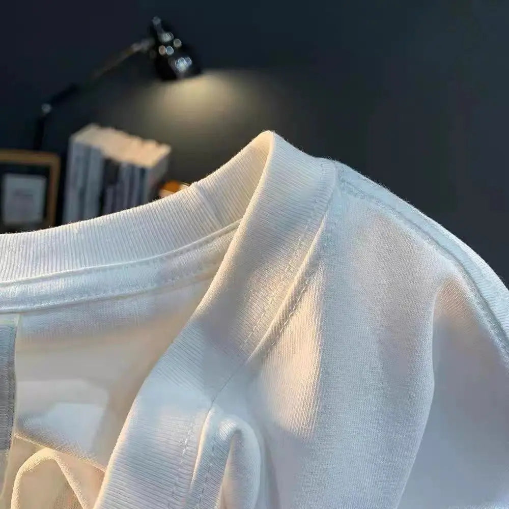 Hochwertiges weißes T-Shirt mit Arch-Print, Kurzarm, lässiger Rundhals, Sommer, Grafikmuster, lockere Passform für Männer und Frauen