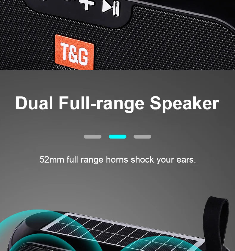Solar Radio FM Outdoor Tragbarer Kabelloser Bluetooth-Lautsprecher Musik Soundbox Subwoofer Bass Aux PC TV Computer TV Hifi Stereo Mp3