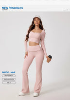 Neues Sommer 2-teiliges Damen-Fitnessstudio Yoga Damen-Outfit Outdoor Sport Schnelltrocknendes Langarmshirt-Set Damen Zweiteiler Sportbekleidung