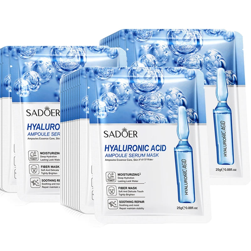 10 St. SADOER 24K Gold Vitamin C Hyaluronsäure Gesichtsmaske Feuchtigkeitsspendend Straffend Hydrierend Gesichtsmasken Hautpflegeprodukte