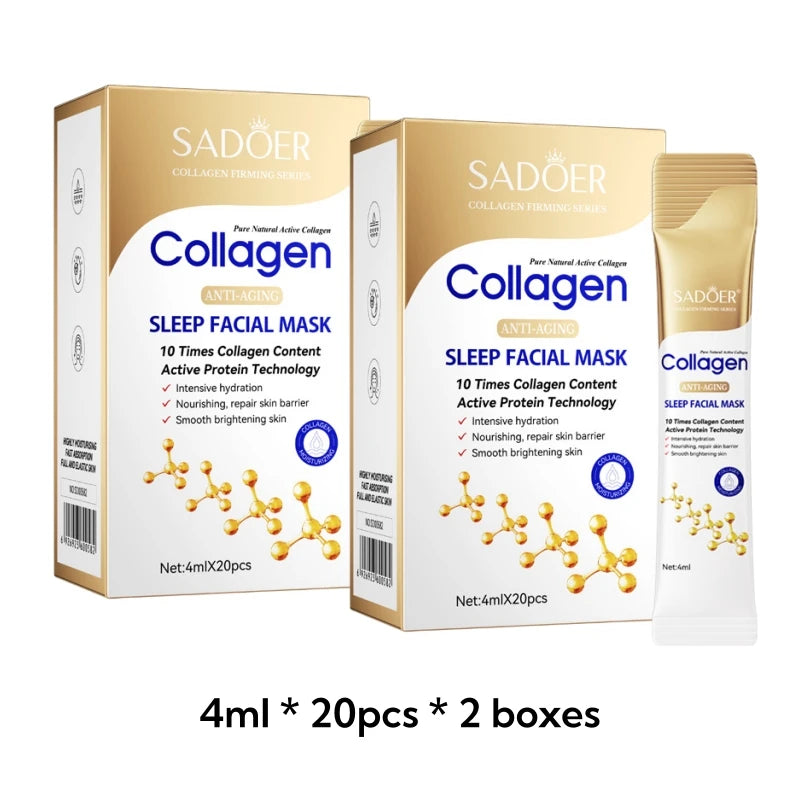30 Stück Sadoer Kollagen Schlafmaske Gesichtspflege Feuchtigkeitsspendend Aufhellend Straffend Hydratisierend Maske Gesichtshautpflege