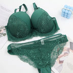 DaiNaFang Sexy BH-Set Grün Schwarz Beige Rot Weiß Lila Spitze Schleife Blumen Unterwäsche für Damen Übergröße Dessous