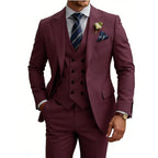 Herren 3-teiliger Slim Fit Anzug für Herren Zweireiher Hochzeits- Abschlussballanzug Formeller Business-Dinner-Smoking