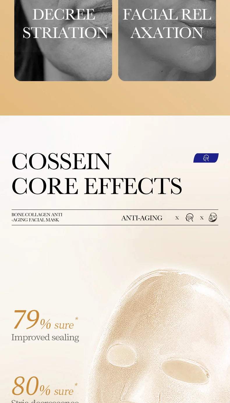 10 Stk. Kollagen Anti-Falten Gesichtsmaske Anti-Aging Mildert feine Linien Strafft die Haut Feuchtigkeitsspendend Aufhellend Hautpflege Koreanische Kosmetik