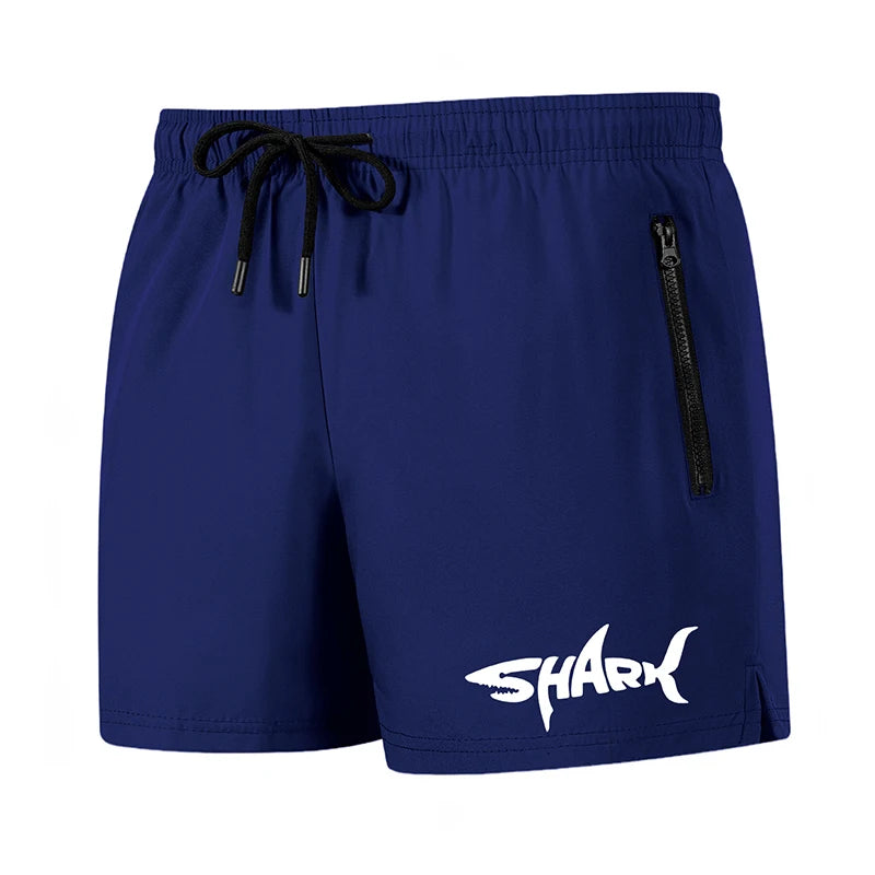 Hai-Grafik Herren Badeshorts Sommer Lässige Strandshorts mit Netzfutter Reißverschlusstaschen Schnell trocknende Badehose