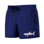 Hai-Grafik Herren Badeshorts Sommer Lässige Strandshorts mit Netzfutter Reißverschlusstaschen Schnell trocknende Badehose