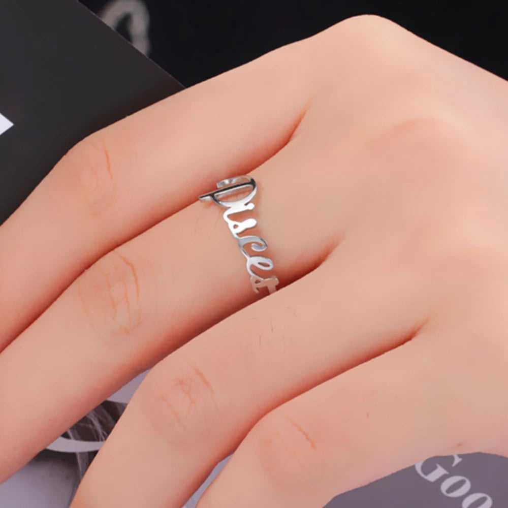 Personalisierter Doppel-Vorname-Ring für Damen und Herren, personalisiertes Paar-Familien-Geschenk, goldfarbener Edelstahl-Metallschmuck