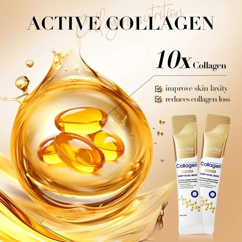 30 Stück Sadoer Kollagen Schlafmaske Gesichtspflege Feuchtigkeitsspendend Aufhellend Straffend Hydratisierend Maske Gesichtshautpflege