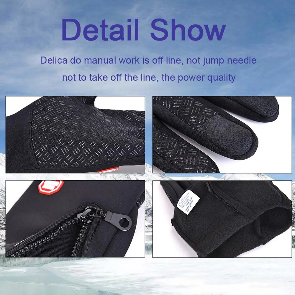Winter Fahrradhandschuhe Herren Damen Motorrad Fleece Sport Reißverschluss Herbst Touchscreen Warm Wasserabweisend Winddicht Rutschfest Handschuh