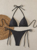 Sexy Micro-Bikini-Sets mit Perlenpunktdruck, Bademode 2026, Badeanzug für Damen, Strandkleidung, Damen Strand Sommer Bikini, zweiteiliger Badeanzug
