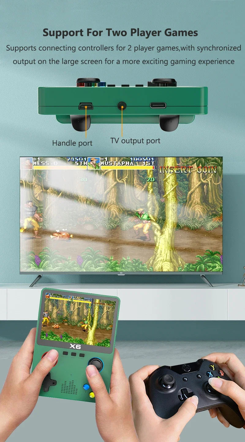 Retro Handheld-Spielkonsole 3,5 Zoll IPS-Bildschirm Dual 3D Joystick 11 Simulatoren GBA Videospiel-Player 10000+ Spiele als Geschenk für Kinder