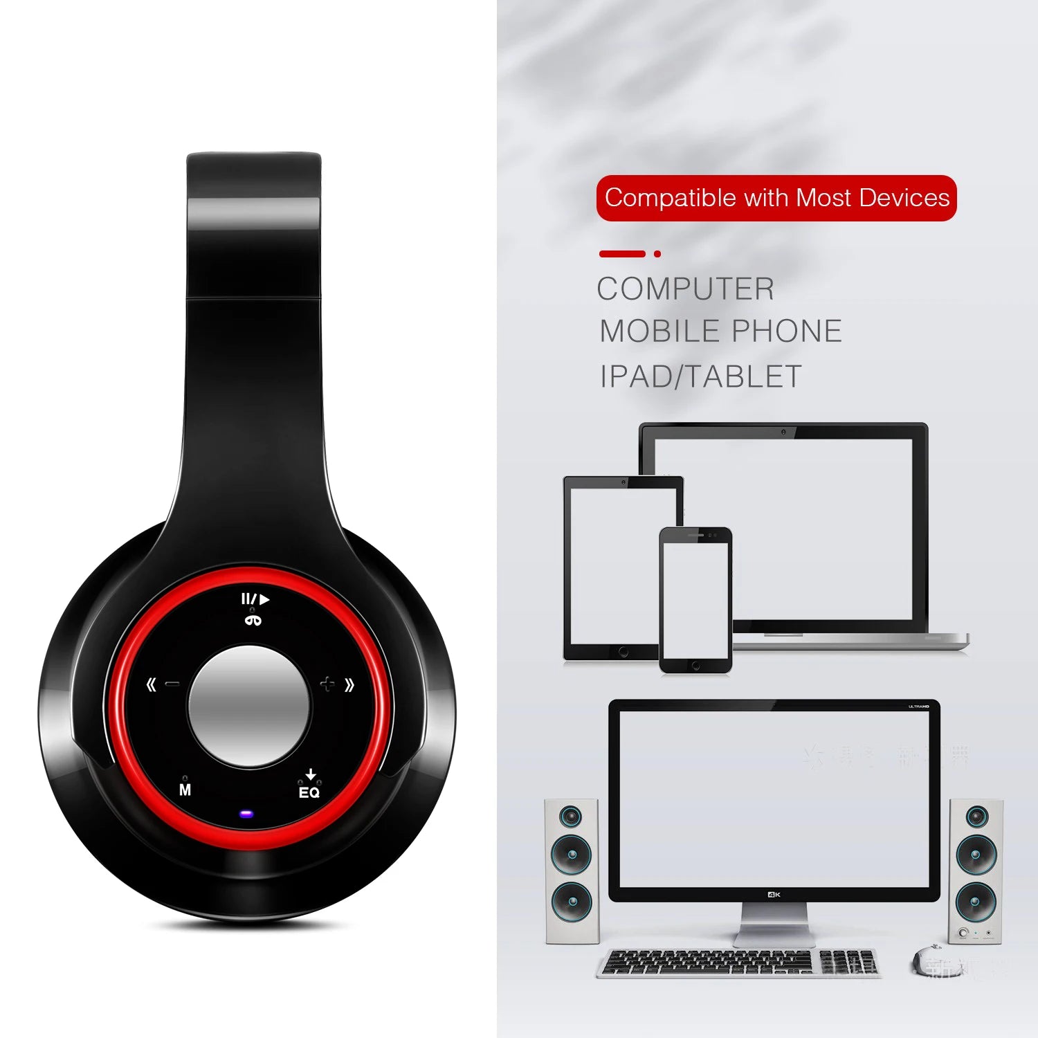 Bunter Stereo-Audio-MP3-Bluetooth-Kopfhörer, kabellos, mit SD-Kartenunterstützung und Mikrofon, 20 Stunden Wiedergabe