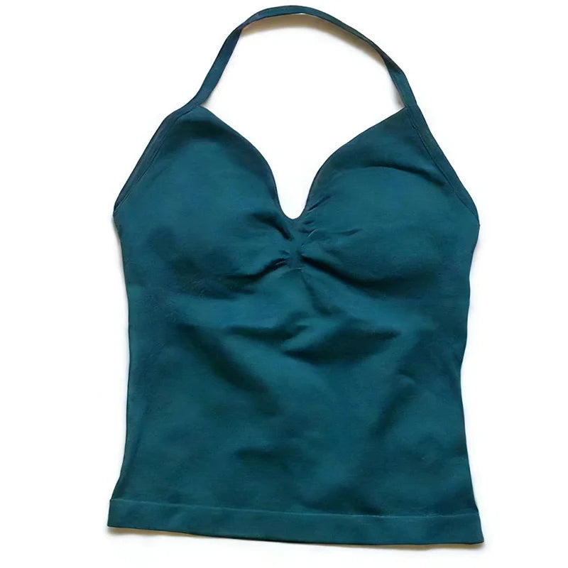Gym Schöner offener Rücken BH Laufen Training Impact Neckholder Longline Trägertop Sport Yoga Weste Damen Fitness Tank Top