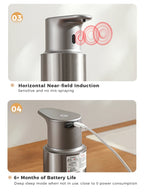 480ml Küchen-Seifenspender Automatischer Sensor Händedesinfektionsmittel Maschine Intelligenter elektrischer Körperwasch-Seifenspender aus 304 Edelstahl