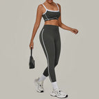 2PCS Damen Yoga-Set Hohe Taille Peach Hip Herausnehmbare Polsterung Sport-BH Hose Fitnessanzug Laufen Workout Gym Leggings Yoga-Set