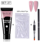 LILYCUTE 15ml Verlängerungsgel-Nagellack-Set Quick Nail Prolong mit Verlängerungsform-Nagelspitzen Acryl-Lösung Maniküre-Werkzeug-Kit