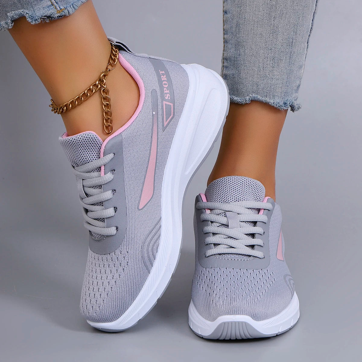 Frühlings-Freizeitsportschuhe für Damen, modisch, atmungsaktiv, leicht, rutschfest, verschleißfest, flache Schuhe