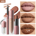 4tlg. Set Langanhaltendes Wasserdichtes Lippen-Make-up-Kit – Weicher, geschmeidiger cremiger Lippenstift & Lipgloss Lip Oil Set