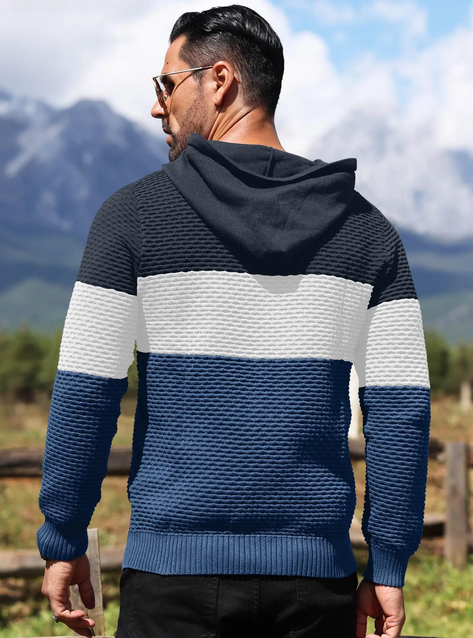 Herren Pullover Frühling Neu Sportlich Warm Figurbetont Gestrickt Pullover Hoodie Kordelzug Hoodies Freizeit Sweatshirt US Größe