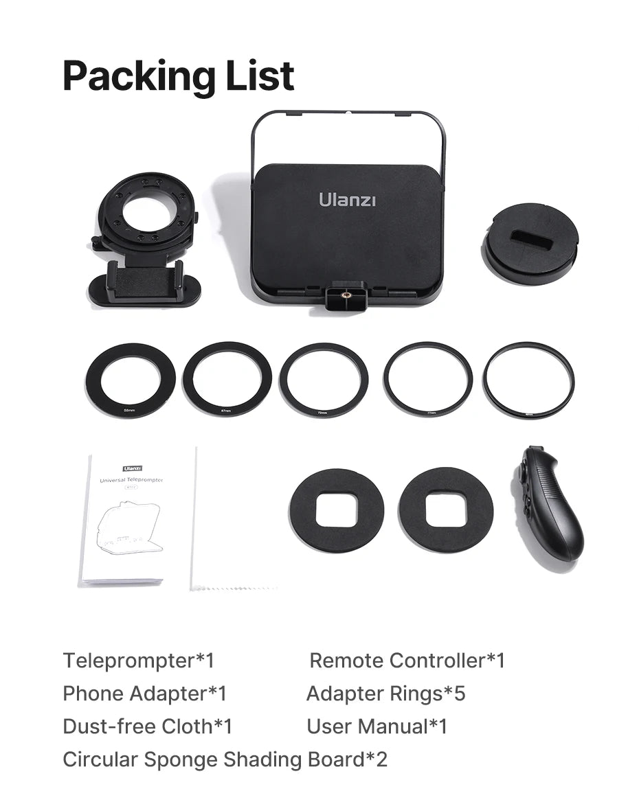 Ulanzi RT02 Universal-Teleprompter Prompter DSLR-Kamera Smartphone Tablet Laptop-Teleprompter Live-Streaming Videoaufnahme