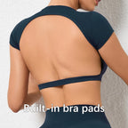 Hearuisavy Summer Sports Shirts Breathable Workout Tops Fitness Sportswear Backless Yoga Clothing Sport Crop Tops Women Gym Top