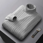 Herbst Neues Herren Rollkragenpullover Jacquard-Strickpullover Einfarbig Freizeit Wärme Hochelastisch Vielseitiger Herren-Pullover