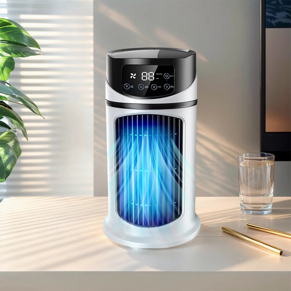 Tragbarer Klimaanlagen-Tischventilator, Sprühbefeuchter, Luftkühlungsventilator, Zeitschaltung, zirkulierender Wind, leiser elektrischer Ventilator für Zuhause und Büro