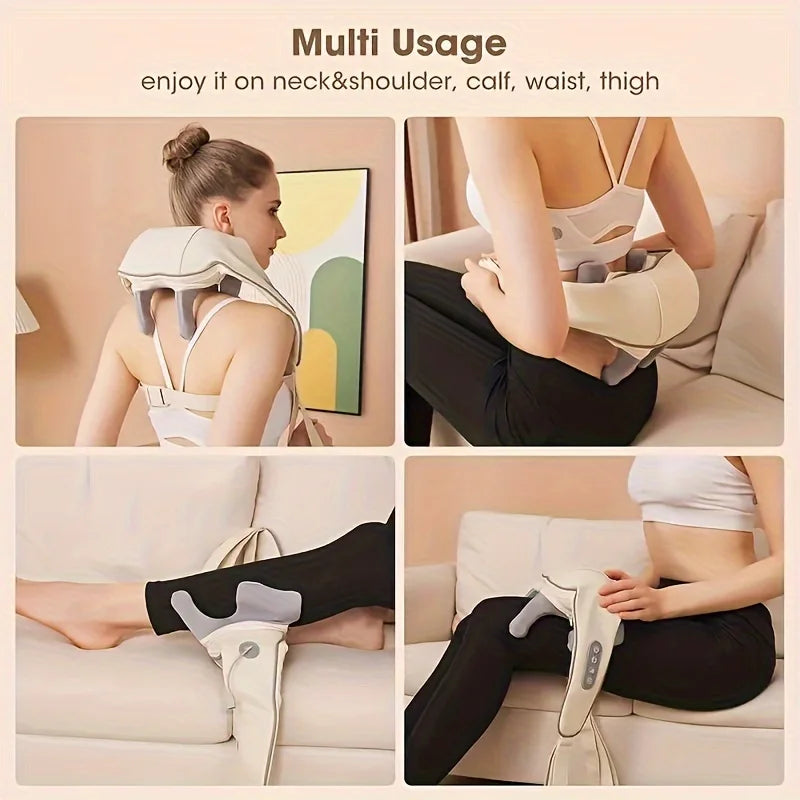 Nacken-Schulter-Massage-Schal Entspannungsgerät Halswirbelsäule Muskel Beheizter Trapezius-Massager Pressen Kneten Aufladen