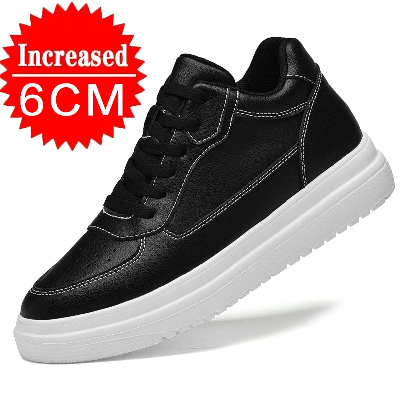 Hochwertige Herren-Sneaker, erhöhte Herrenschuhe, modische Freizeitschuhe, bequeme Leder-Sportschuhe, Höhenzunahme 6/8/10 cm