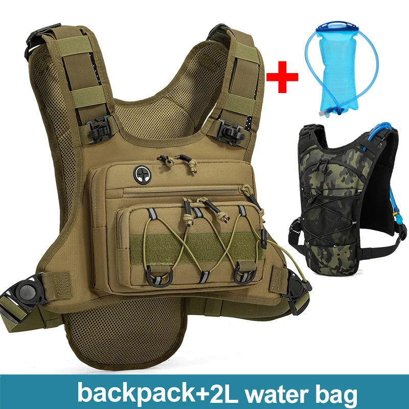 Lauf-Brusttasche Trinkweste zum Radfahren Wandern Fahrradrennen Marathon Tasche Herren Damen Sport Taktische Bauchtasche Camping Rucksack