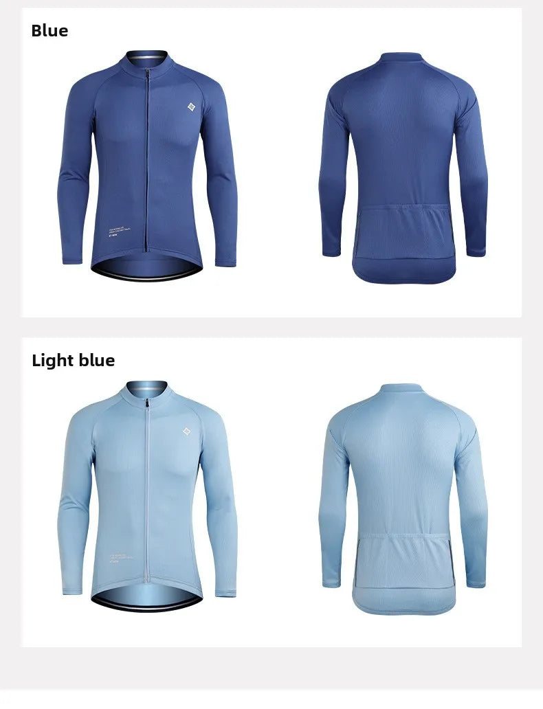 XINTOWN Herren Langarm-Radtrikot, Rennbekleidung für Frühling/Sommer, Export-Fahrradbekleidung, einfarbiges Langarm-Oberteil