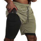 Herren Sportshorts Sportbekleidung Doppellagige Laufshorts 2-in-1 Badehosen Sommer Fitnessstudio Training Jogging Short Pants Herren