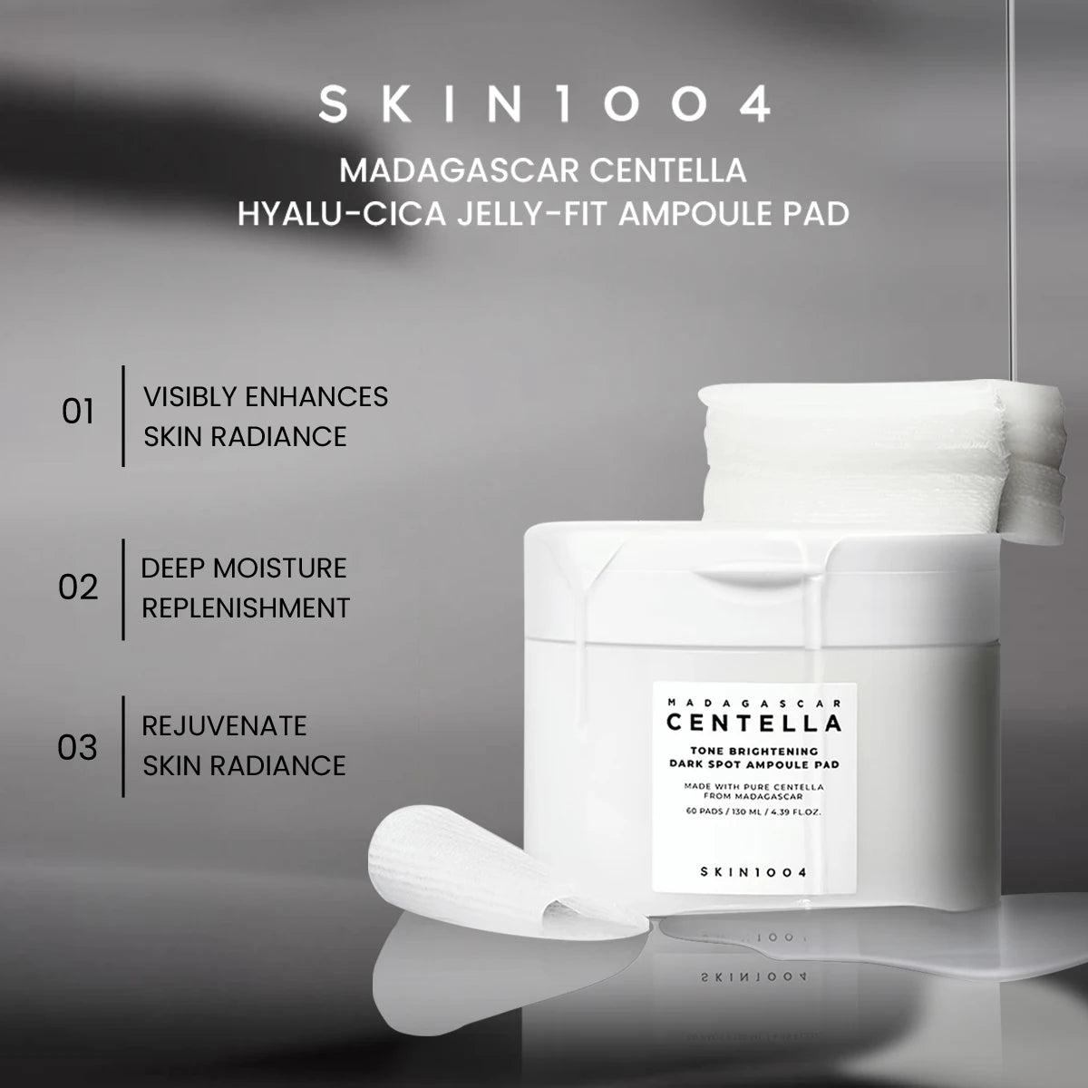 SKIN1004 MADAGASCAR CENTELLA PAD,Essenzgetränkte Pad-Textur,Für einen strahlenden Teint,Feuchtigkeitsspeicherung,Koreanische Hautpflege,Koreanisches Make-up