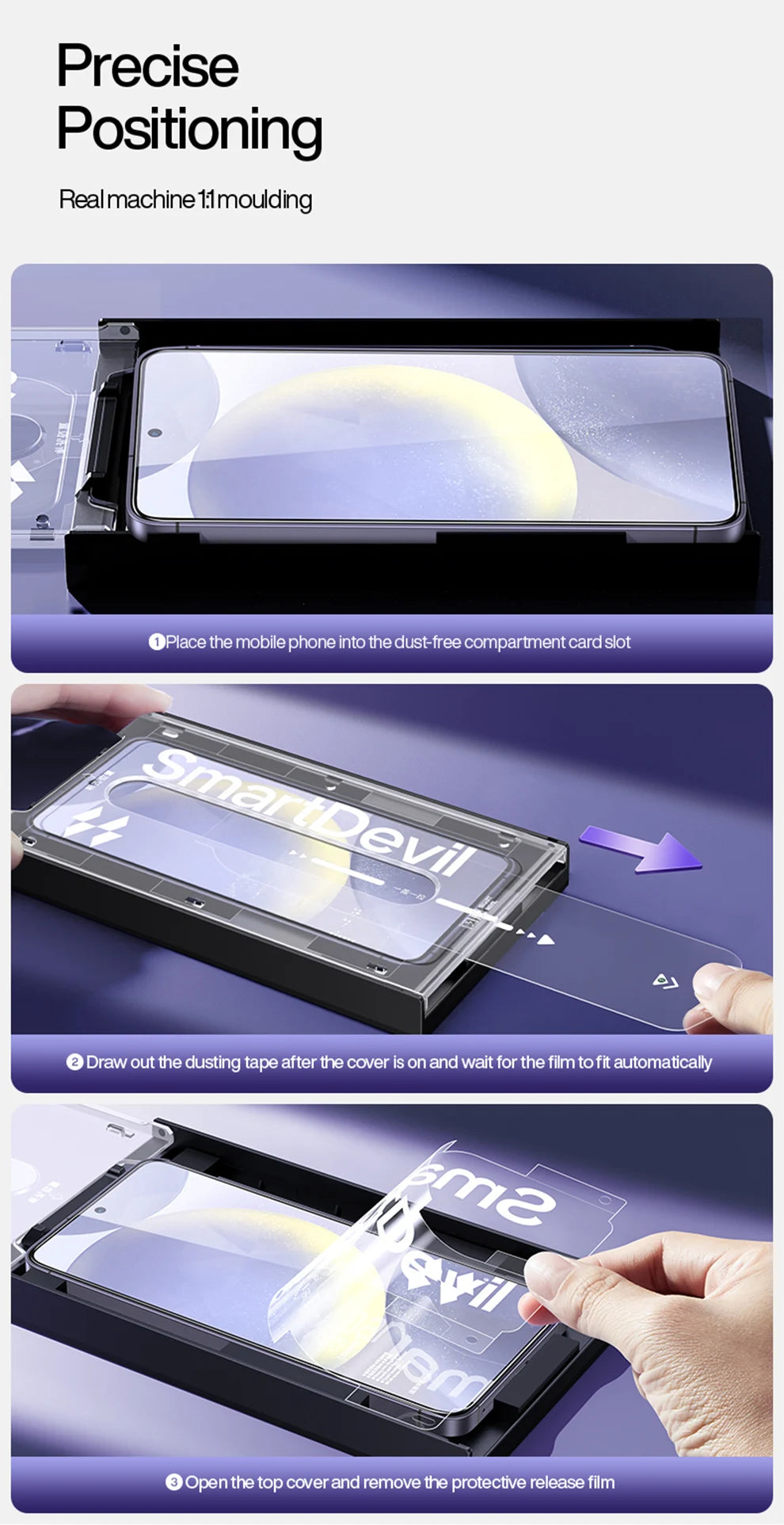 SmartDevil Staubfreie Displayschutzfolie aus gehärtetem Glas für Samsung S26 Ultra HD, klare Displayschutzfolie für Samsung S25 S24, Anti-Fingerabdruck
