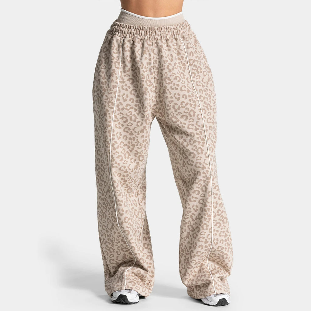 Yoga Joggingshose mit Leopardenmuster für Damen – Flexibel, perfekt für Stretching, Laufen, Training, Jogging, Freizeit, entspannt, stylisch