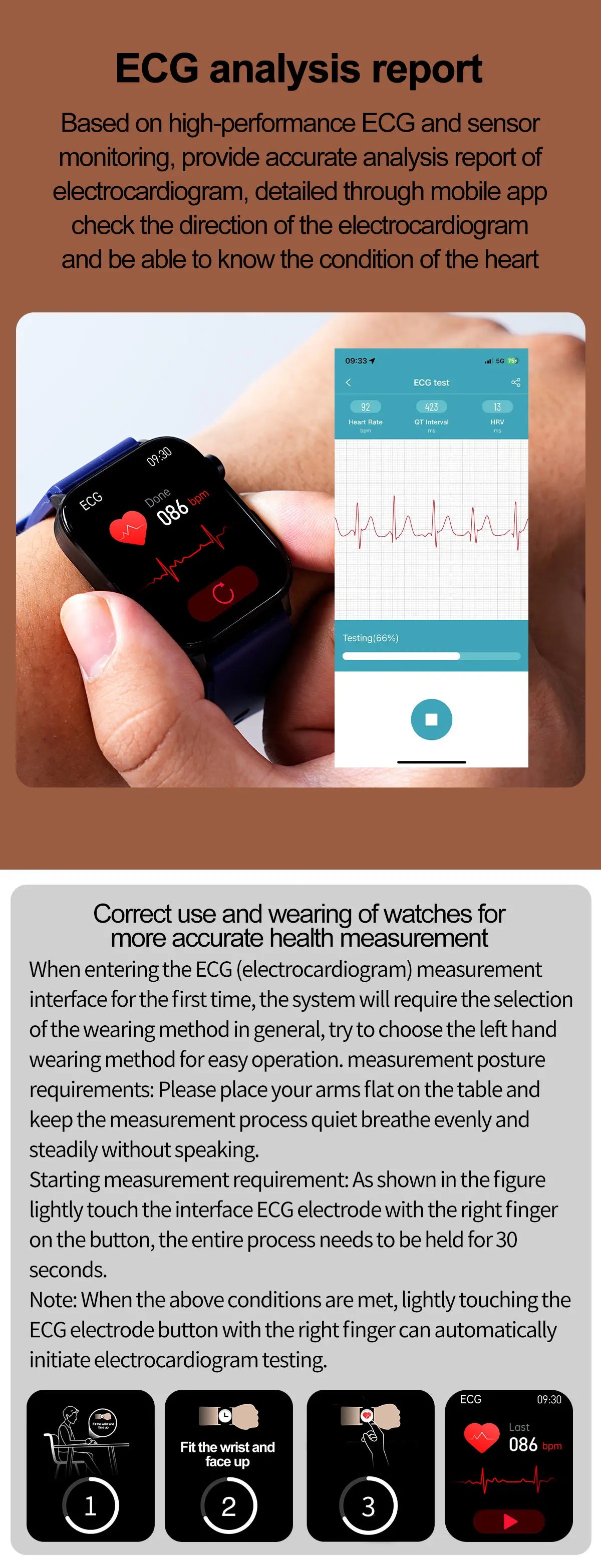 2025 Neue KI-Diagnose Blutfette Harnsäure Körperzusammensetzung Test Smartwatch für Herren EKG+PPG Bluetooth Anruf Gesundheits-Smartwatch