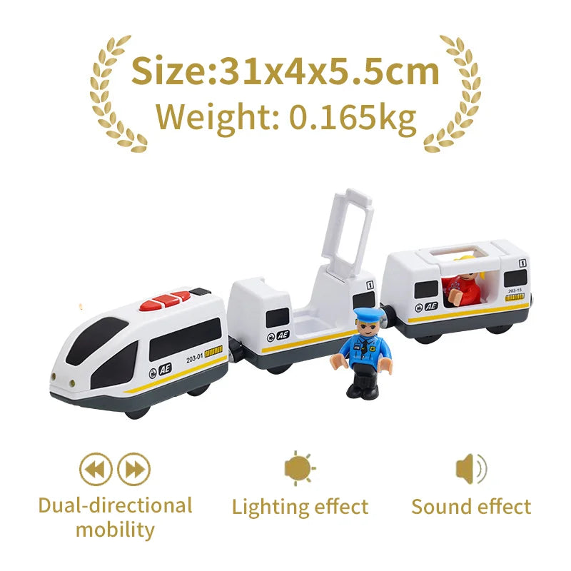 Holz Eisenbahn Lokomotive Magnetische Elektrische Auto Zug Spielzeug Passend für Biro Holz Diecast Slot Schienenbahn Weihnachten Geschenk